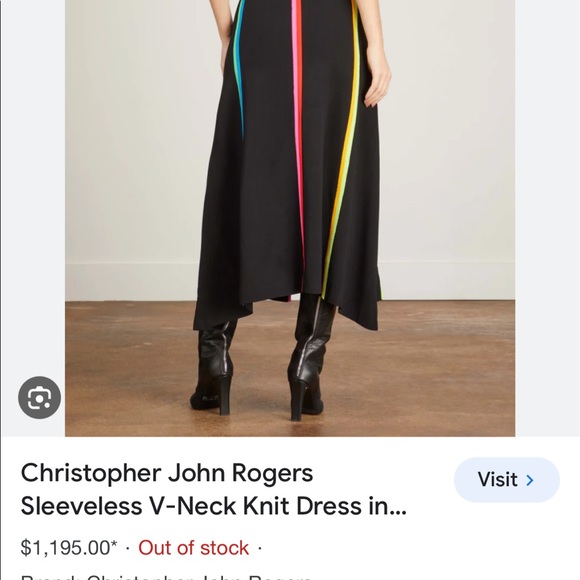 Christopher John Rogers Black Maxi Dress with Multicolor Stripes - Picture 4 of 10